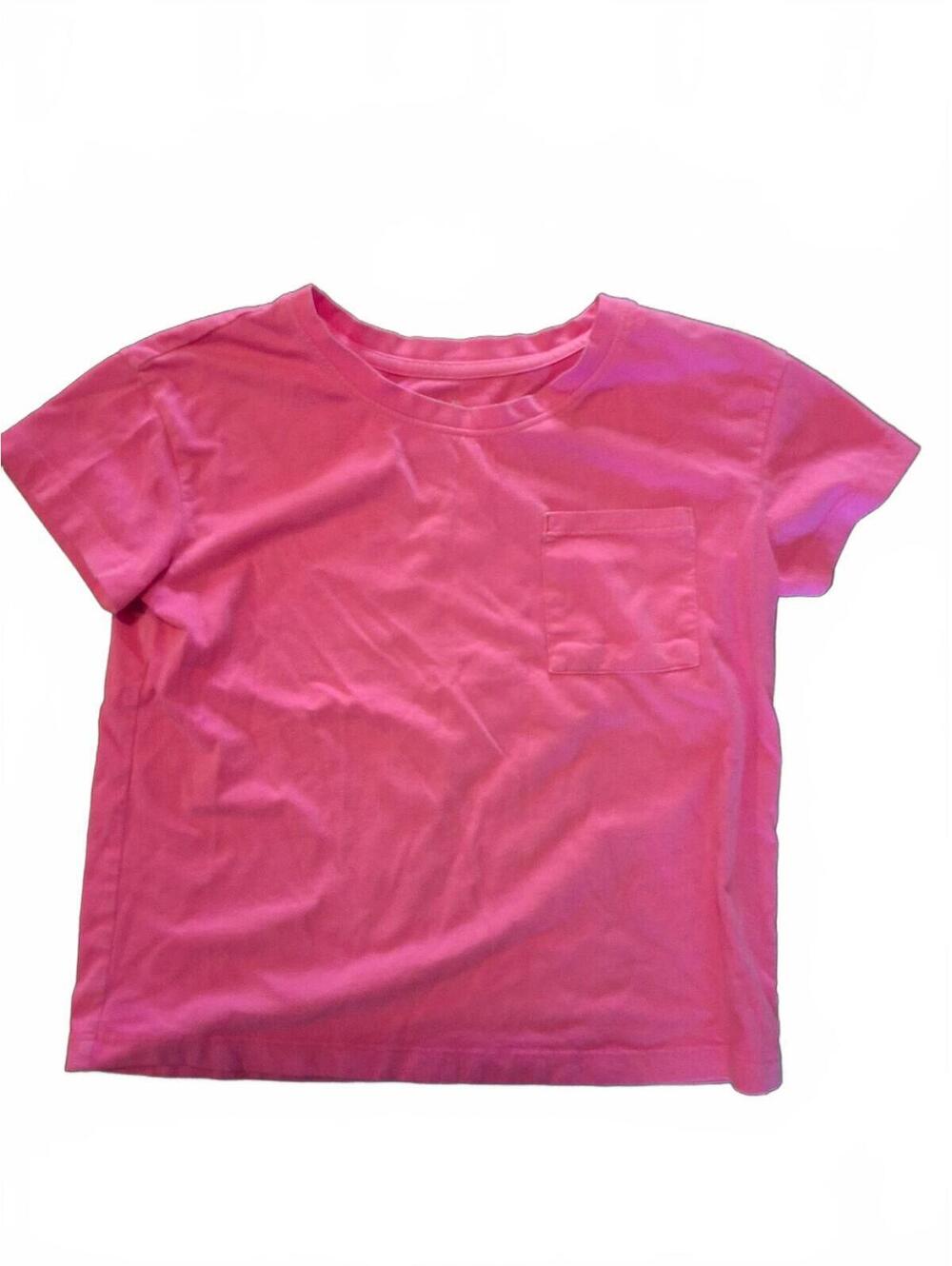 Cat & Jack HOT Pink Short Sleeve Chest Pocket T-Shirt Girls Size S 6/7